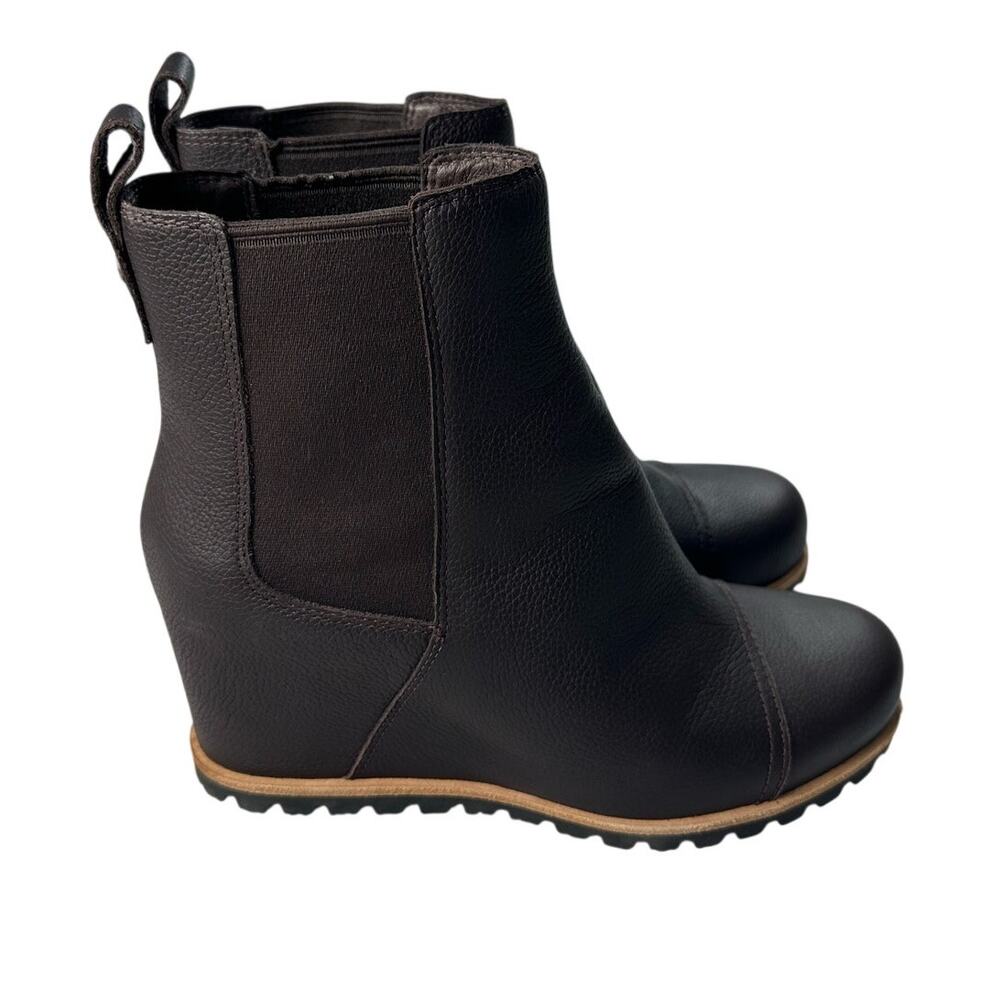 UGG Pax Waterproof Chipmunk  Dark Brown Leather Wedge Ankle Boot Size 8.5 EUC